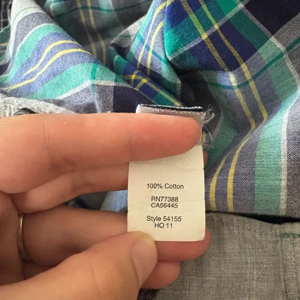 J.Crew Plaid Button Down Shirt Long Sleeve‎ Gray Two Tone Blue Men’s Size Large